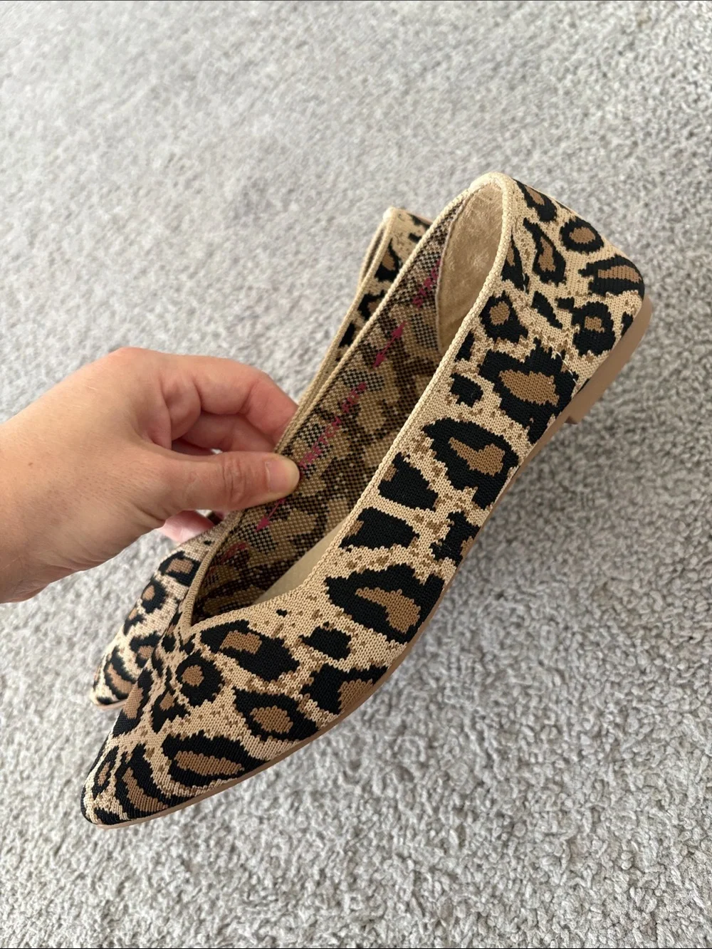 Skechers Air Cooled Brown Cheetah Ballet Flat Memory Foam Women's 8 Knit